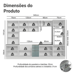 Armário de Cozinha Completa 340 cm Branco/Cinza Lux Madesa 03