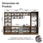 Armário de Cozinha Completa 340 x 60 cm Rustic/Cinza Lux Madesa 04