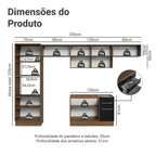 Armário de Cozinha Completa 350 cm Rustic/Preto Lux Madesa 01