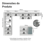 Armário de Cozinha Completa 350 cm Branco/Cinza Lux Madesa 01