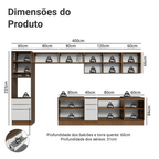 Armário de Cozinha Completa 400 x 60 cm Rustic/Branco Veludo Lux da Thauane Madesa