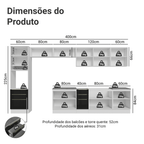 Armário de Cozinha Completa 400 cm Branco/Preto Lux Madesa 02