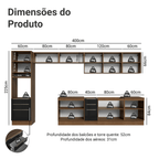 Armário de Cozinha Completa 400 cm Rustic/PretoLux Madesa 05