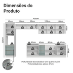 Armário de Cozinha Completa 400 cm Branco/Cinza Lux Madesa 02