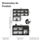 Armário de Cozinha Compacta 120 cm Suspenso Preto Nice Madesa 06