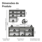 Armário de Cozinha Compacta 180 cm Suspensa Cinza Nice Madesa 03