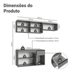 Armário de Cozinha Compacta Suspenso 200cm Cinza Nice Madesa 04