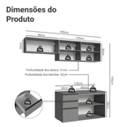 Armário de Cozinha Compacta Suspenso 200cm Cinza Nice Madesa 05