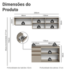 Armário de Cozinha Compacta Suspensa 200 cm Crema Nice Madesa 05