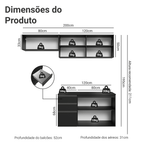 Armário de Cozinha Compacta 200 cm Suspenso Preto Nice Madesa 05