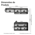 Armário de Cozinha Compacta 200 cm Suspenso Preto Nice Madesa 08