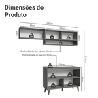 Armário de Cozinha Compacta 200cm Cinza Nice Madesa 09