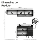 Armário de Cozinha Compacta 200 cm Preto Nice Madesa 13