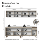 Armário de Cozinha Completa 240 cm Crema Nice Madesa 03