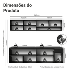 Armário de Cozinha Completa 260 cm Suspenso Preto Nice Madesa 04