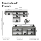 Armário de Cozinha Completa 240 cm Suspensa Cinza Nice Madesa 07
