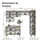 Armário de Cozinha Completa 240 cm Crema Nice Madesa 08