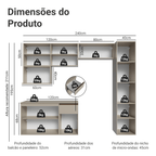 Armário de Cozinha Completa 240 cm Suspensa Crema Nice Madesa 09