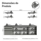 Armário de Cozinha Completa 240cm Suspensa Cinza Nice Madesa 10