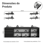 Armário de Cozinha Completa 240 cm Suspenso Preto Nice Madesa 10