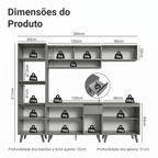 Armário de Cozinha Completa 260cm Cinza Nice Madesa 02