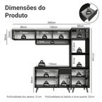 Armário de Cozinha Completa 260 cm Preto Nice Madesa 03