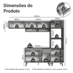 Armário de Cozinha Completa 260cm Cinza Nice Madesa 04