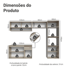 Armário de Cozinha Completa 260 cm Suspenso Crema Nice Madesa 11