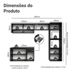 Armário de Cozinha Completa 260 cm Suspenso Preto Nice Madesa 11