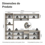 Armário de Cozinha Completa 260 cm Suspenso Crema Nice Madesa 14