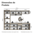 Armário de Cozinha Completa 260 cm Suspenso Crema Nice Madesa 15