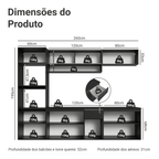 Armário de Cozinha Completa 260 cm Suspenso Preto Nice Madesa 015