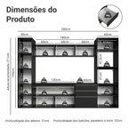 Armário de Cozinha Completa 280 cm Suspenso Preto Nice Madesa 06