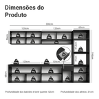 Armário de Cozinha Completa 300 cm Suspenso Preto Nice Madesa 03
