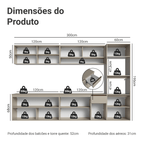 Armário de Cozinha Completa 300 cm Suspenso Crema Nice Madesa 04