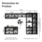 Armário de Cozinha Completa 300 cm Suspenso Preto Nice Madesa 07