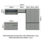 Armário de Cozinha Completa Suspenso 320cm Cinza Nice Madesa 04