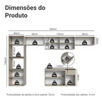 Armário de Cozinha Completa 340 cm Suspenso Crema Nice Madesa 02