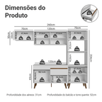 Armário de Cozinha Completa 260 cm Branco Pieta Madesa 01