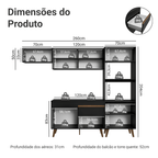 Armário de Cozinha Completa 260 cm Preto Pieta Madesa 01