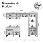 Armário de Cozinha Completa 260 cm Branco Pieta Madesa 02
