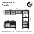 Armário de Cozinha Completa 260 cm Preto Pieta Madesa 02