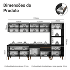 Armário de Cozinha Completa 310 cm Preto Pieta Madesa 01
