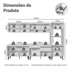 Armário de Cozinha Completa 310 cm Branco Pieta Madesa 02