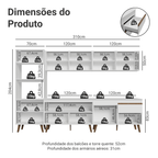 Armário de Cozinha Completa 310 cm Branco Pieta Madesa 03