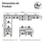 Armário de Cozinha Completa 330 cm Branco Pieta Madesa 01