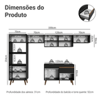 Armário de Cozinha Completa 330 cm Preto Pieta Madesa 01