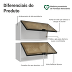 Kit 2 Armários Aéreos de Cozinha 60 cm Branco/Preto Vidro Reflecta Bronze Vinil Madesa