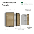 Kit 2 Armários Aéreos de Cozinha 3 Portas 120 cm Branco/Preto Vidro Reflecta Bronze Vinil Madesa