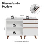 Kit com Dois Balcões de Cozinha 2 Portas 3 Gavetas (com tampo) Branco Reims Madesa